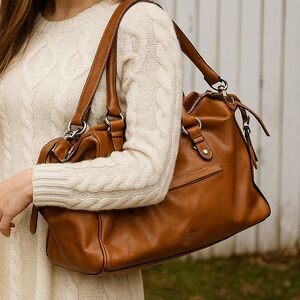 Cavalcanti Italian cognac leather bag Leather Bag Shoulder/Handbag made in Italy